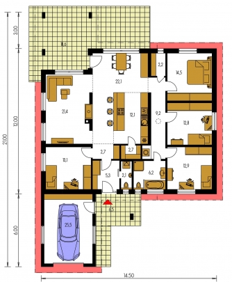 Mirror image | Floor plan of ground floor - BUNGALOW 48